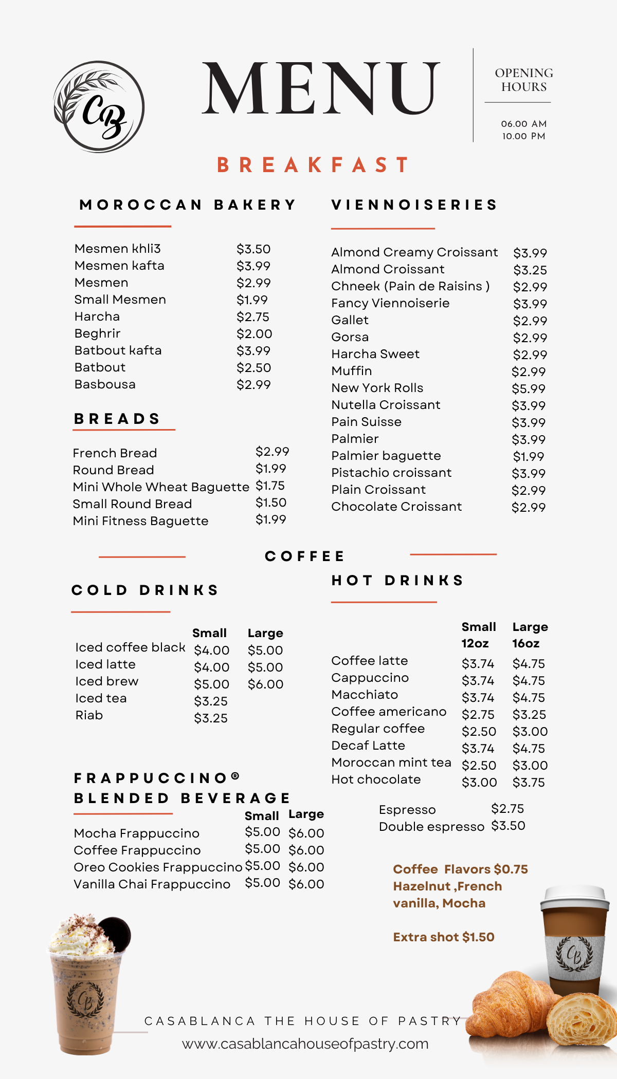 Casablanca The House of Pastry menu page 2